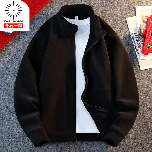 Kuraishi Kazuki American retro solid color casual versatile stand-up collar jacket men's autumn and winter new trend jacket top Green XL