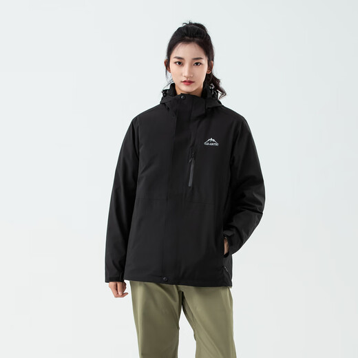 Flying in the Snow 2025 New Three-in-One Goose Down Jacket for Men and Women Couples Outdoor Mountain Waterproof and Windproof Warm Jacket Black|8056 XL/180/96A