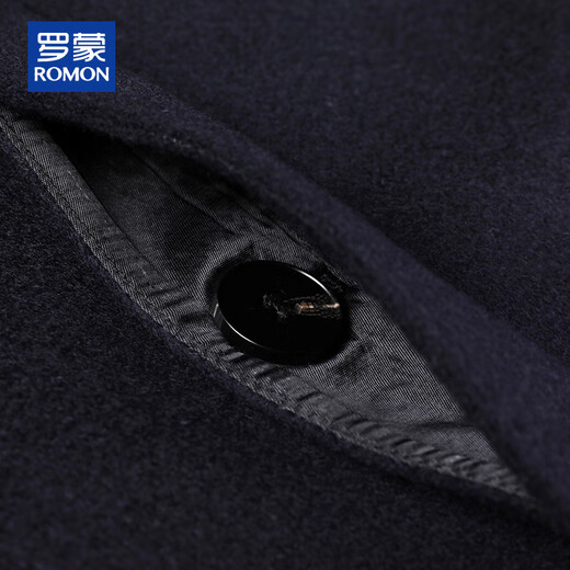 ROMON Cashmere Coat Jacket Men's Goose Down Lined Woolen Coat Men's Autumn and Winter Casual Mid-Length Windbreaker Jacket