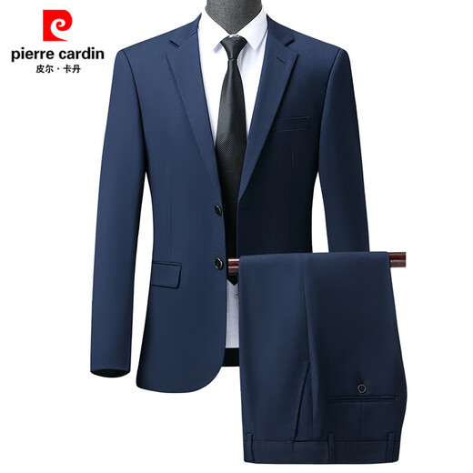 Pierre Cardin wool suit suit men's autumn and winter new two-piece suit men's business formal wear two-piece suit men's trousers black two buttons back center slit L (175) recommended 136-156 Jin Jin equals 0.5 kg