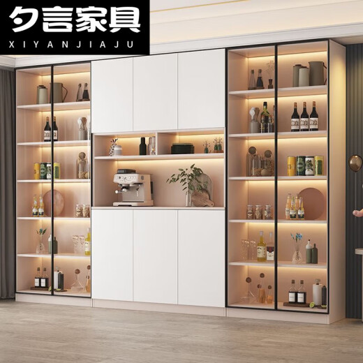 虞萌馨迪2025新款实木储物柜客厅家用厨房组装酒柜收纳置物柜餐边柜一体 款式12240*220钢化玻璃