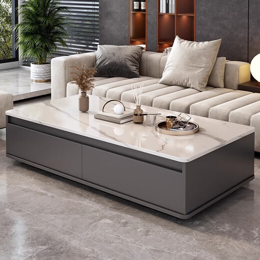Coffee table for living room home 2025 new light luxury small apartment modern simple creative square coffee table table Muye dark gray 120*60*37cm