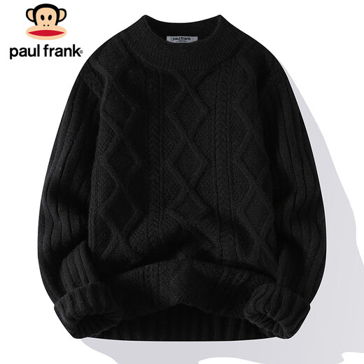 Paul Frank Sweater Men's Autumn and Winter Warm Twisted Sweater Men's Round Neck Thick Sweater Jacket Khaki XL