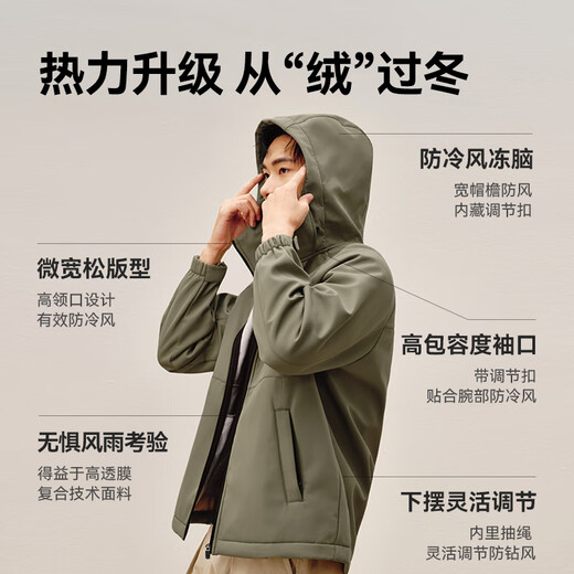 Jingjing Tokyo-made jacket men's soft shell jacket men's outdoor mountaineering waterproof and velvet warm black S