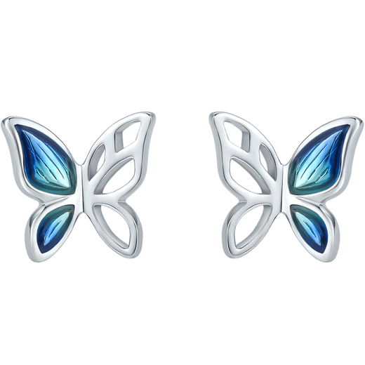 Saturday Fortune PT950 enamel butterfly platinum earrings B0910975, about 1.54g, a pair, birthday gift