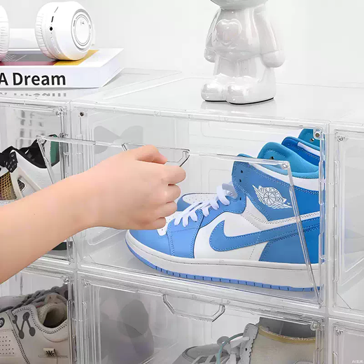Yusenyi RMAX shoe box AJ acrylic sneakers transparent storage box magnetic side opening to display plastic dormitory artifact shoes (E) transparent side opening shoe box 8 pieces 33x27x21cm