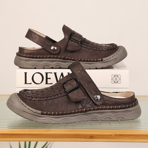 Sandalen Herren trendy Outdoor Sports Kleidung Bag-Toe Freizeitschuhe Pantoffeln 2025 Neuer Sommer atmungsaktiver Männer Beachschuhe schwarz [Mikrofaserleder A673] 45