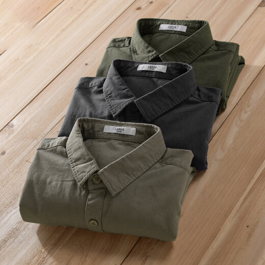 AEMAPE American Apple high-end long-sleeved shirt for men 2026 spring and summer new cotton shirt jacket Japanese workwear top for men 9647 khaki long-sleeved shirt XL size 125-145Jin Jin equals 0.5 kg
