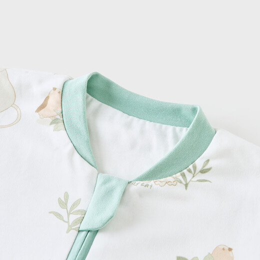 Tongtai (TONGTAI) baby autumn and winter double-layer sleeping bag pure cotton baby split-leg one-piece pajamas children's anti-jump and anti-kick quilt green M