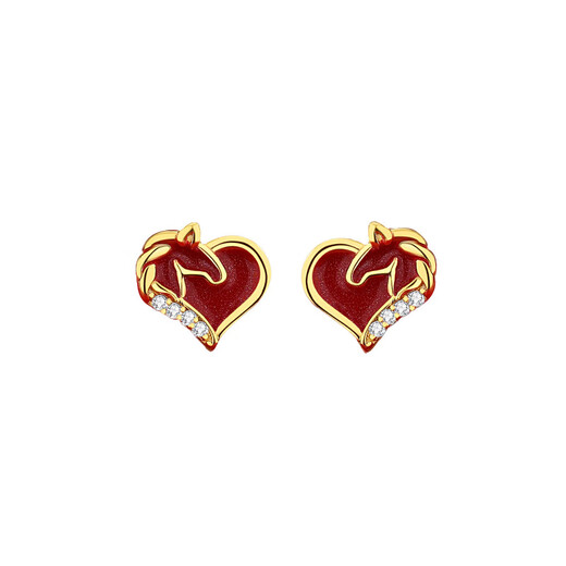 Mansheng S925 sterling silver natal year of the horse red earrings for women 2026 new zodiac year of the horse earrings high-end earrings S925 sterling silver love horse earrings exquisite gift box