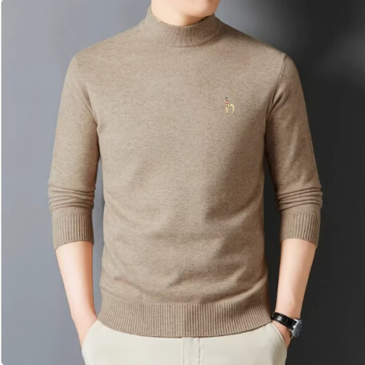 Mr.hippies high-end brand autumn and winter new half turtleneck solid color cashmere sweater men's casual knitted sweater thick base layer half turtleneck black XL (recommended 130-150Jin Jin equals 0.5kg)