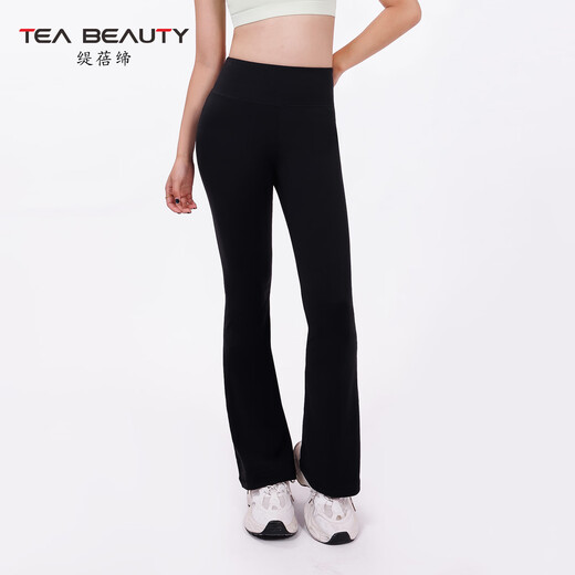 TEA BEAUTY Pilates Yoga Pants Women's Outerwear Slightly Raised High Waist Hip Lifting Tight Sports Fitness Pants Flared Pants Black L