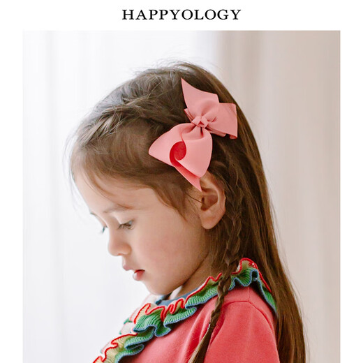 Happyology British children's hair clips set of two cute hair accessories little girl headdress ribbon bow