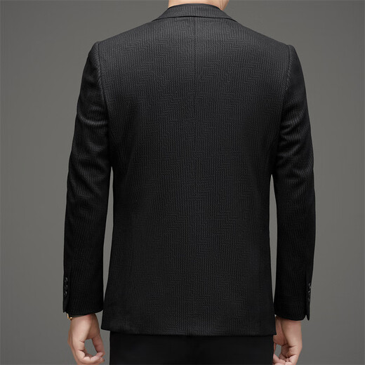 LiLang Fashion Casual Men's Suit Autumn and Winter New Middle-aged Business Versatile Slim Trendy Jacket Men's Single-piece Suit Trendy Black XL 180