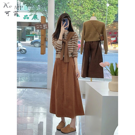 Keyin dress women's 2025 new autumn and winter matching set of this year's popular small fragrance style sweater and skirt sweater (shawl) + skirt M