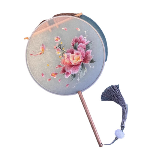 Wedding bride sister group bridesmaid fan fan wedding Chinese wedding gown photo props double-sided red fan elegant blue flower