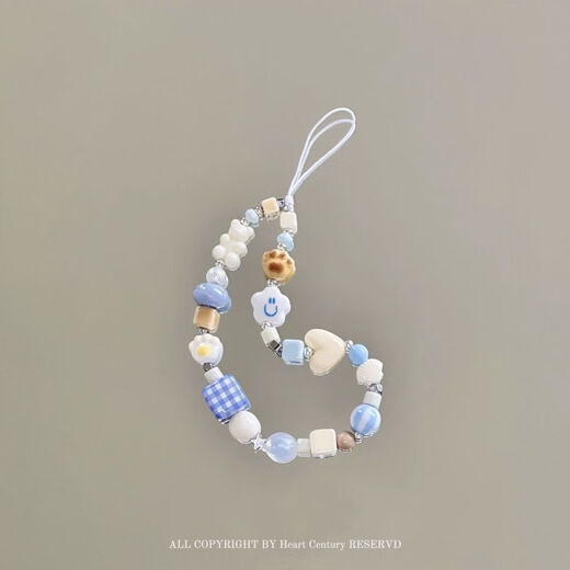 2025 new mobile phone pendant dopamine cherry blossom love ins color pendant handmade cute beaded mobile phone chain female ccd lanyard camera pendant anti-lost key buckle ceramic pink retro mobile phone pendant SJ-005