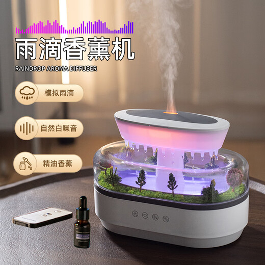 South Sandwich Aromatherapy Machine Automatic Scent Sprayer White Noise Humidifier Desktop Micro Landscape Home Bedroom Silent Colorful Ambience Light Large Fog White Noise Aromatherapy Humidifier Simulated Raindrops + Micro Landscape Silent + Z3 Bottle Essence