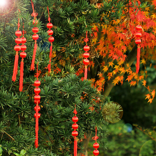 Lümke small lantern pendant New Year decoration string hanging Spring Festival pendant New Year home pendant mercerized ball string 2 pieces 6873