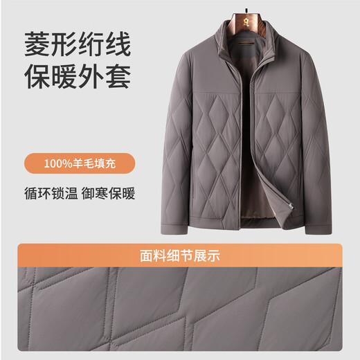 MONTAGUT men's cotton-padded coat in winter, sheep wool warm and soft, comfortable, simple and versatile, stand-up collar cotton coat, navy 2XL