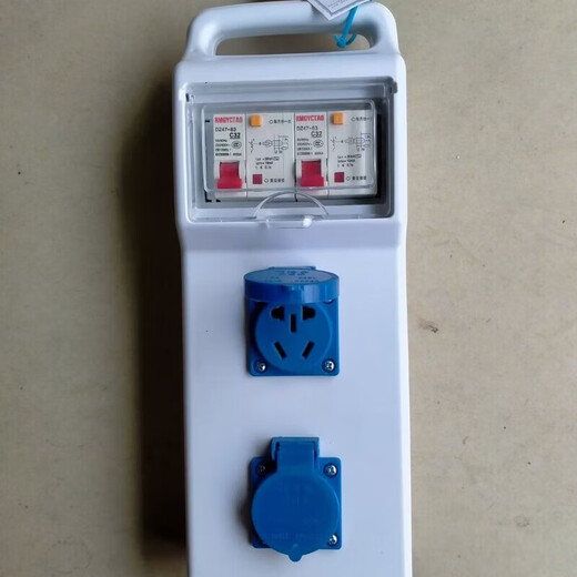 Engineering plug-in electrician household portable small electrical box leakage protection socket outdoor mobile temporary explosion-proof socket construction site special socket ABS gray 2 waterproof (double leakage protection)