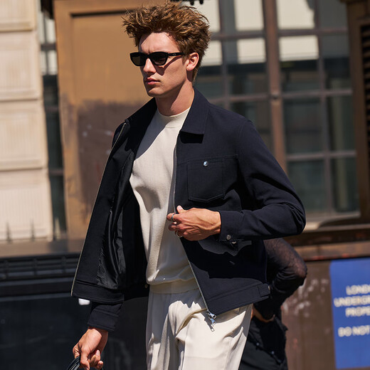 Mr. Cloth Classic Lapel Denim Jacket Jacket 2025 Autumn and Winter New Fashionable All-Match Top Men's Clothing PT16787 Piano Black 2XL (185)
