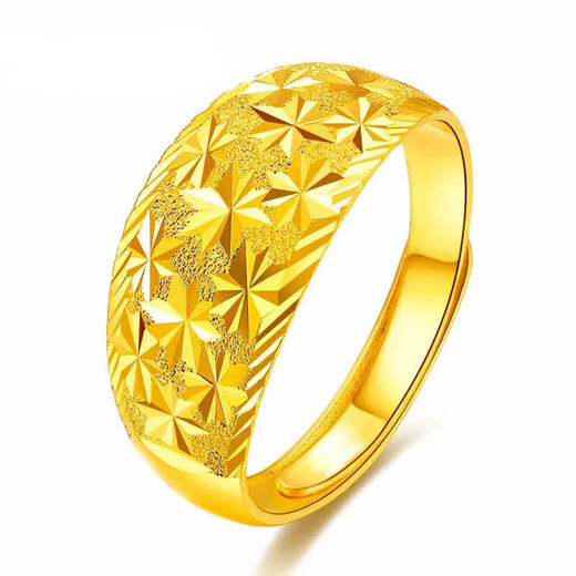 Mengzhuji gold baby's breath ring live mouth 999 pure gold couple ring real gold silver-covered ring opening gift for girlfriend Width 12mm - about 9 grams - gold weight 1.1g