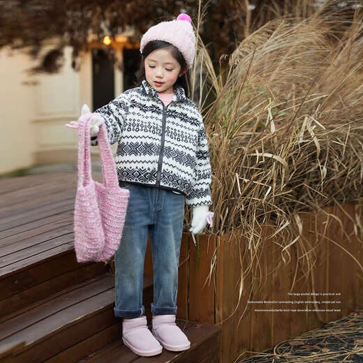 LUSON Xiao O Bao Okids children's clothing baby striped plush jacket for women super good-looking 2025 winter clothing girls polar fleece jacket