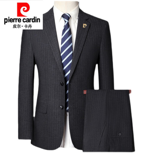 Pierre Cardin high-end no-iron suit men's high-end business casual suit jacket middle-aged men's two-piece wedding dress gray 1577 style M 170 size recommended 100 Jin Jin equals 0.5 kg -115 Jin Jin equals 0.5 kg