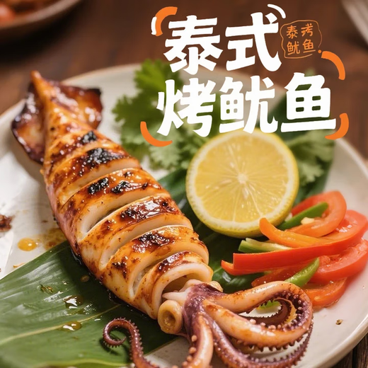 Yunchu Life Big Squid Whole Extra Large Fresh Fresh Frozen Squid Teppanyaki BBQ Hot Pot Ingredients Net Weight 7-8 Liang/Piece*2