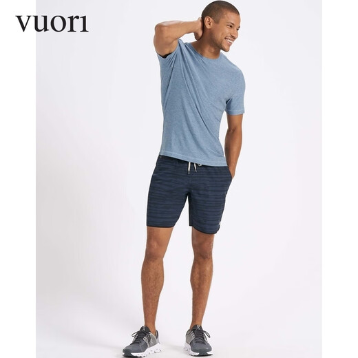 VUORI Strato Men's Fitness Training Short-Sleeved T-Shirt Sports and Leisure V126 Blue/Cloud Heather L 180