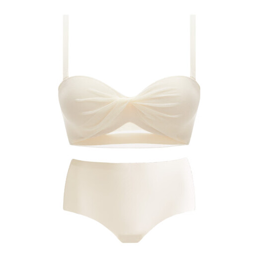 Carey Kay strapless bra for women with small breasts, push-up bra, sexy lace wedding dress special invisible non-slip tube bra, champagne white S (recommended 32/70AB)