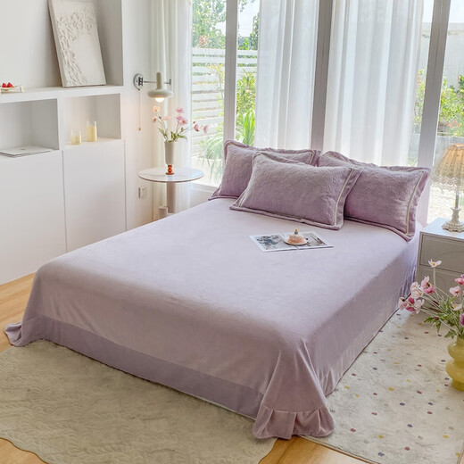Violet (Violet) new type A carved milk velvet four-piece set high-density short-hair baby velvet coral velvet quilt cover sheet sheet bed sheet style 1.5 four-piece set-quilt cover 200cm*230cm