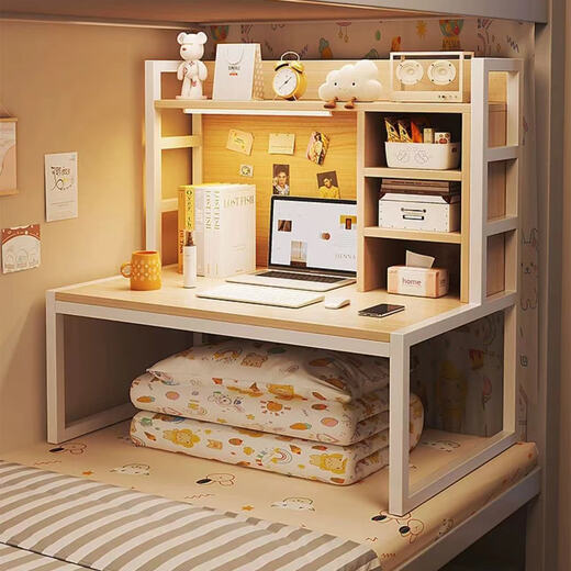 Olin European style computer desk bed computer desk dormitory with bookshelf bed desk study table with backboard-80*40*92cm