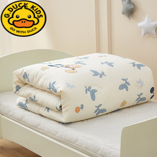 G.duck baby pure cotton quilt summer newborn child baby spring and autumn thickened cover kindergarten air-conditioned quilt universal Xiaoqi doll 100*120cm1.6Jin Jin equals 0.5kg 0-3 years old (summer quilt)