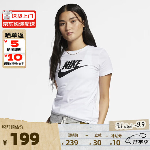 Nike Nike Women's Big Hook Logos Broathable Cround Sheam футболка с коротки