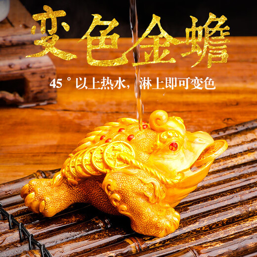 Yunhua tea pet ornaments can raise wealth, color-changing golden toad, tea set accessories, creative Kung Fu tea set, tea play Pixiu, color-changing tea pet, golden toad-gold