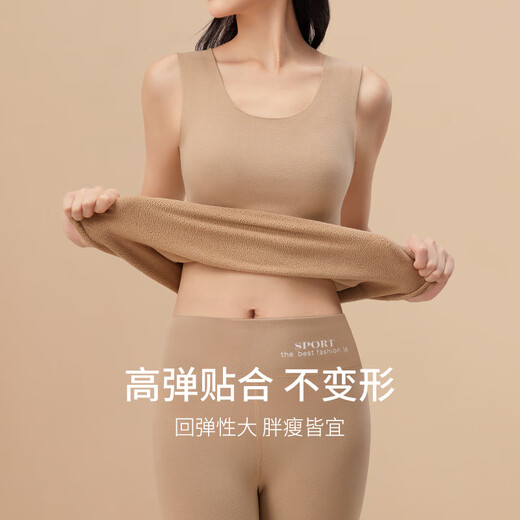VTT Seamless Thermal Vest Women's Underwear Goat Velvet 2025 Autumn and Winter New Plus Velvet Thickened Autumn Clothing Sanitary Pants Skin Color_(Sheep Velvet++ Quick Warm) M