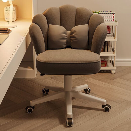 Fantasy Home Computer Chair Backrest Makeup Chair Girls Bedroom Chair Internet Celebrity Dressing Stool Simple Manicure Dressing Stool (Crown Chair) Pink-Free Waist Pillow