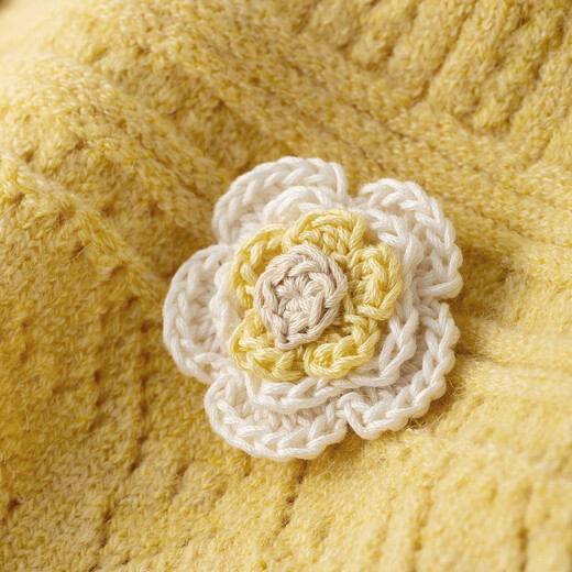 
InMAN (INMAN) Fashion Simple Three-dimensional Crochet Knitted Cardigan for Women 2025 Autumn Elegant Versatile Retro Sweater Jacket Yellow M