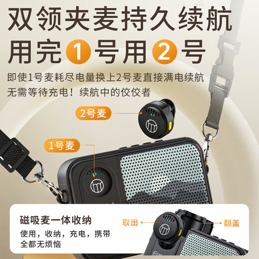 Good Shepherd wireless lavalier microphone amplifier Little Bee teaching guide outdoor guide anti-howling portable Bluetooth high volume ultra-long battery life speaker one for two