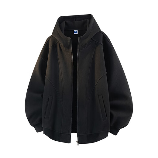 WHIM NASA Heavyweight Cardigan Sweatshirt Men's Jacket Spring and Autumn Casual Loose Hoodie Jacket Trendy Brand Splicing Men's Tops Hemp Gray XL (Recommended 130-150Jin Jin equals 0.5kg)