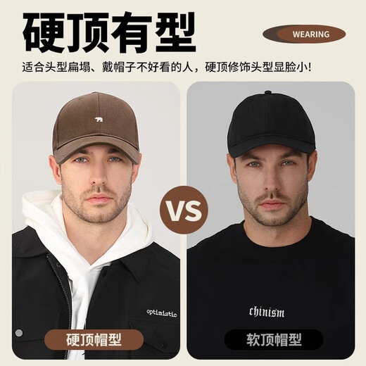 Catman Hat Men's Outdoor Sun Protection Hat Women's Face-Revealing Small Peaked Hat Big Head Baseball Cap Brown Color