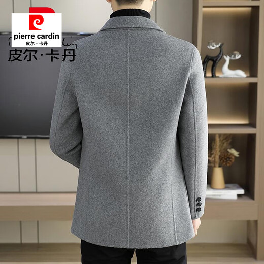 皮尔卡丹（pierre cardin）羊毛呢西服外套男士高端修身双面尼西装上衣秋冬百搭短款保暖大衣 88001A卡其色【双面呢】 XL 适合125-145斤