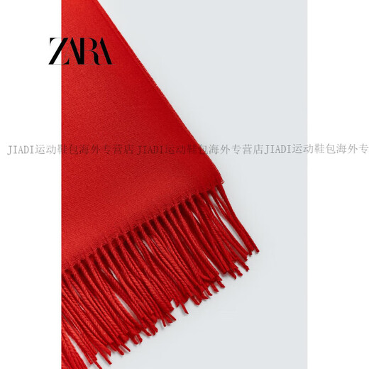 ZARA2025 Autumn New Men's Tassel Scarf 5875324 600 Official Authentic Red M (M)
