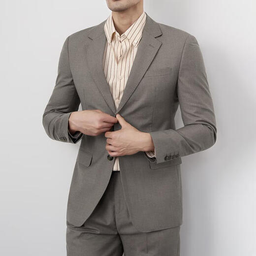 VDJ international first-line brand high-end gray suit suit men's business casual suit jacket single suit top khaki regular style-high-end gift box-suit XL (175-China-CN-height)