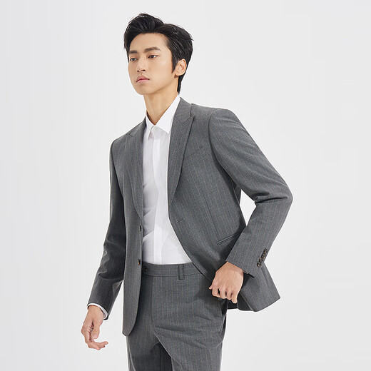 Lilang Shopping Mall Suit Men's Nine-Point Pants Version Business Striped Suit Autumn 2025 Wedding Suit Brown Gray (25QXF231SA) 185A