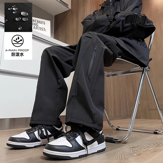 American outdoor water-repellent assault pants for men and women in autumn and winter, loose hiking pants for couples, work wear, casual long pants for men, factory direct sale, clearance, leakage K75 plus velvet black 3XL recommended weight 145-155 Jin Jin equals 0.5 kg can be worn