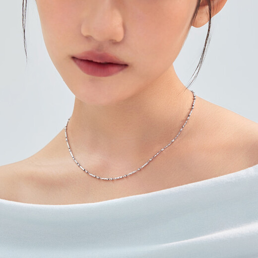 Lukfook Jewelry Platinum Necklace Turned Cylindrical Platinum 950 Spliced Plain Chain Price 40cm - About 8.88g