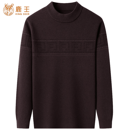 鹿王（KING DEER）鄂尔多斯市山羊绒衫男士半高领秋冬款高端休闲内搭毛衣羊绒打底衫 黑灰 2XL 180120 【建议体重160-175斤